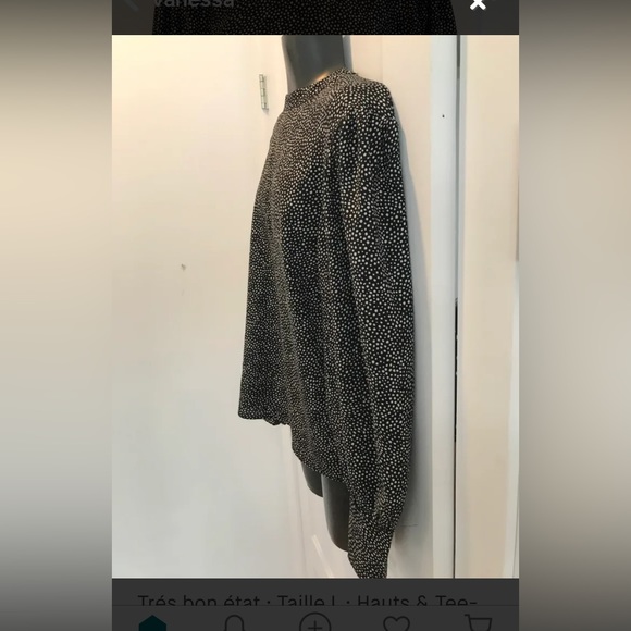 Blouse noir à pois blanc manche longe - Picture 3 of 4